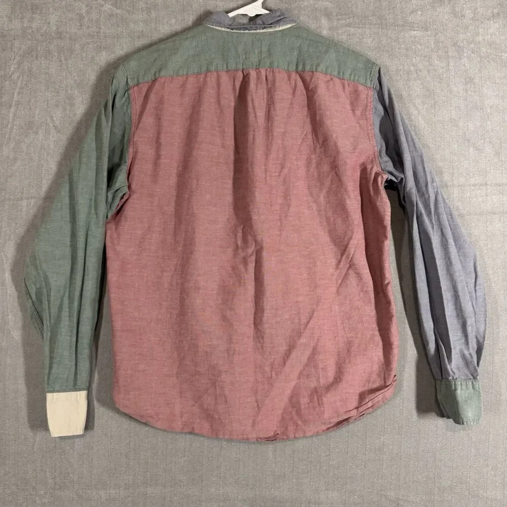 J Crew Slim Broken In Colorblock Oxford Shirt Cotton Men's Size M Preppy 90s